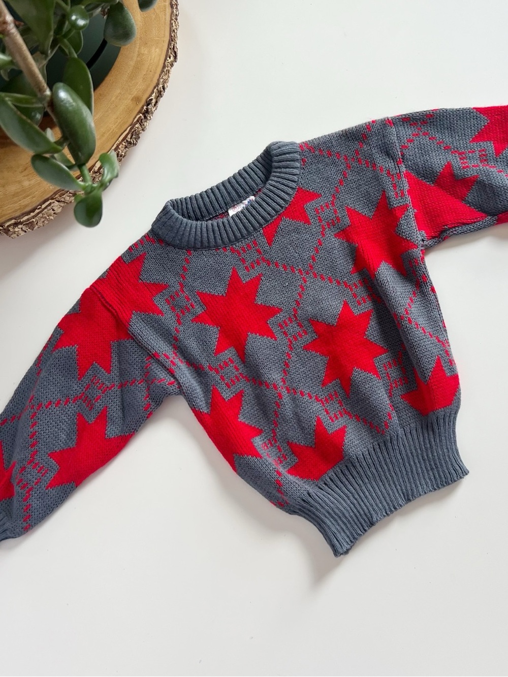 Vintage Deadstock Just 4 Kids Grey & Red Sweater | 2T